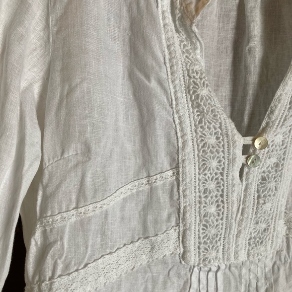 3/4 sleeve white boho top small - Picture 3 of 8